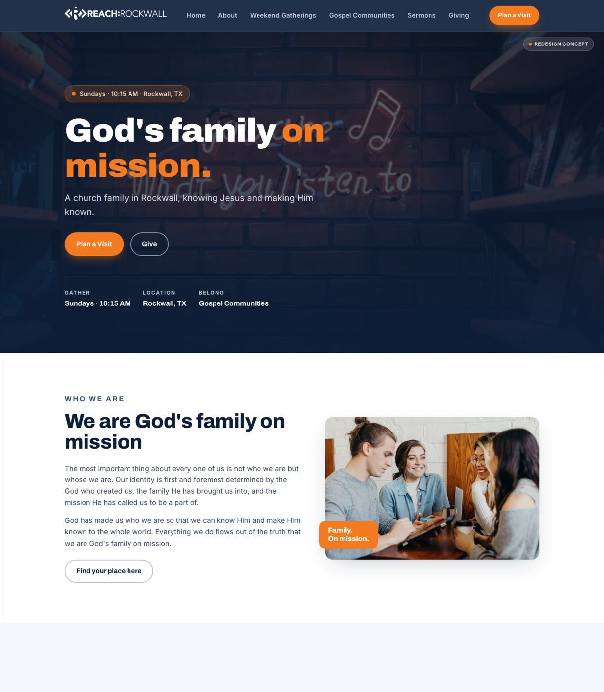 REACH:Rockwall website redesign concept