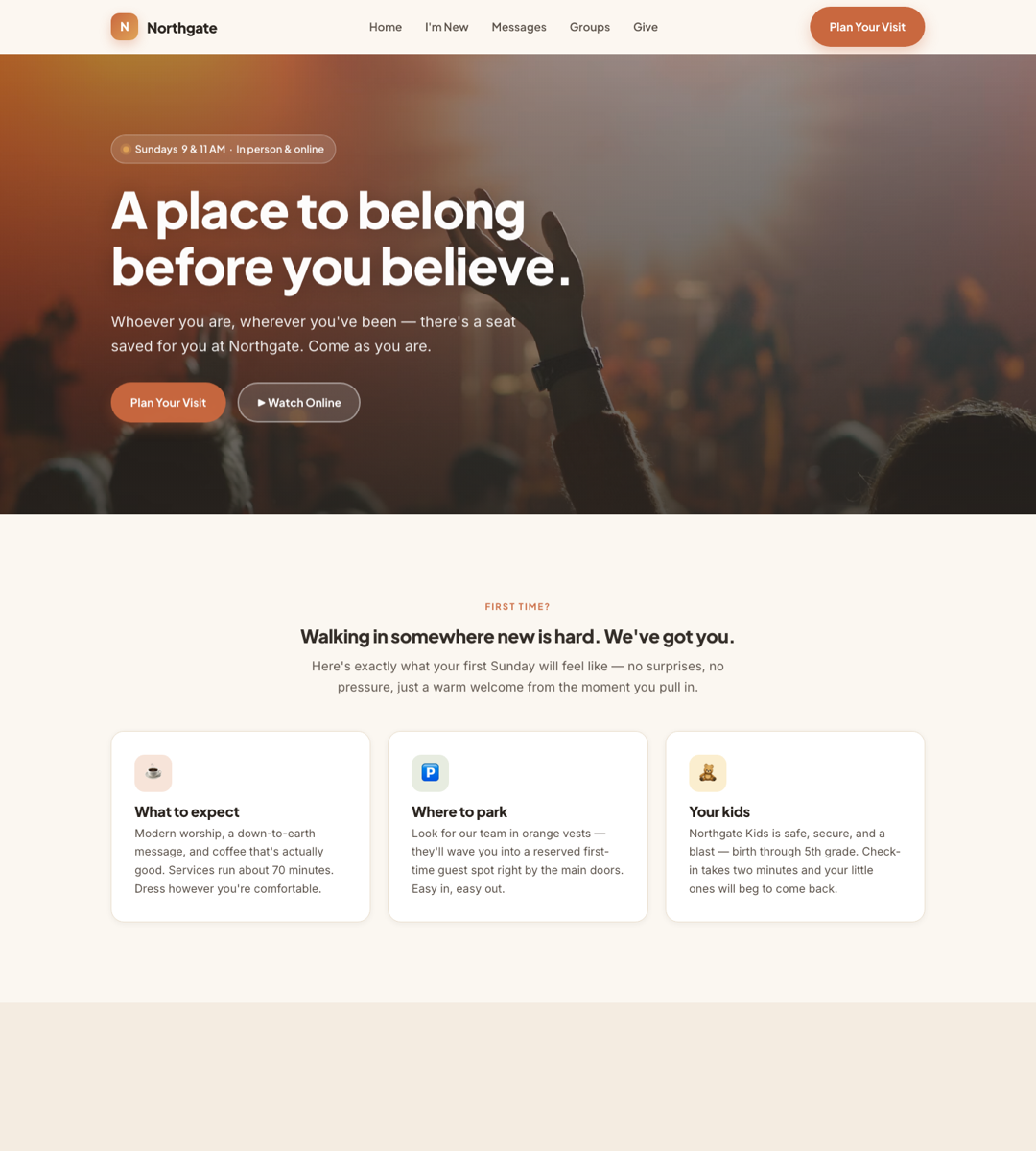 Northgate Church website — warm, modern design